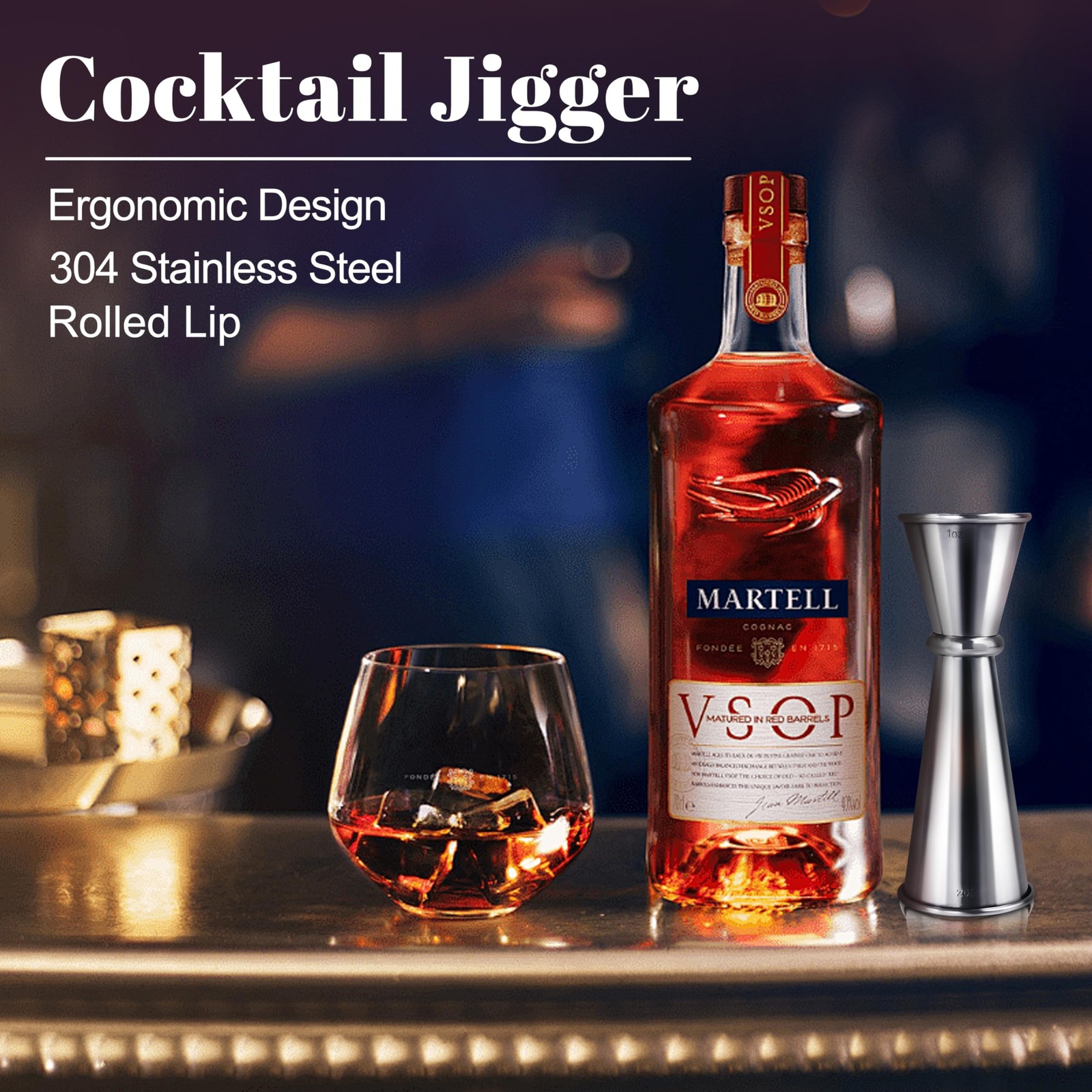 2 Pcs Jigger for Bartending, Premium 304 Stainless Steel Normal, Silver