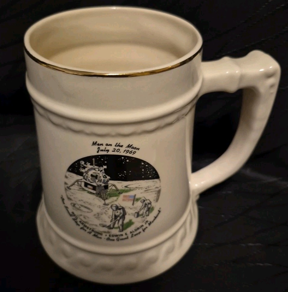 Vintage Apollo 11 commemorative beer stein