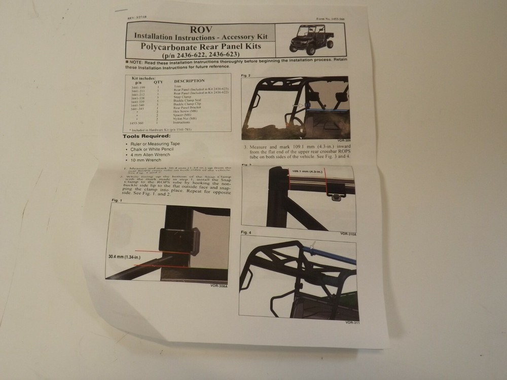 Arctic Cat Hard-Coated Polycarbonate Rear Panel Tracker Cushman Caterpillear