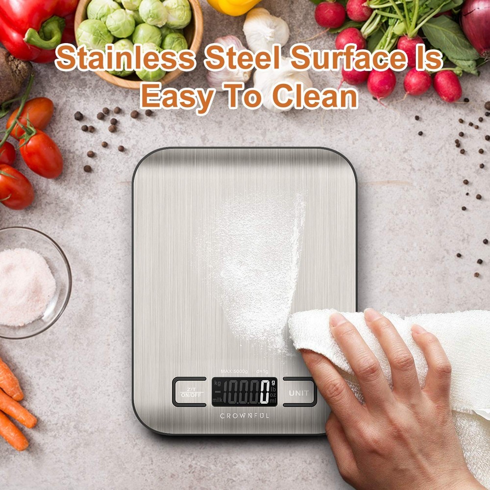 Compact 11 lb Kitchen Scale with LCD Display & Tare Function - Ideal for Cooking
