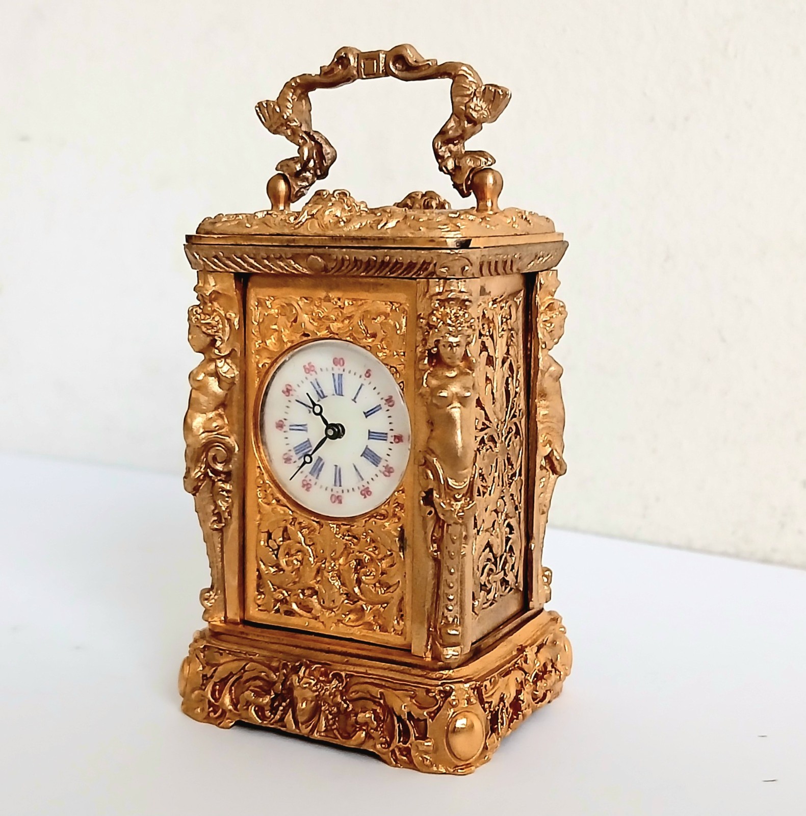 Miniature French Style Clock. Excellent Working Condition with Key.