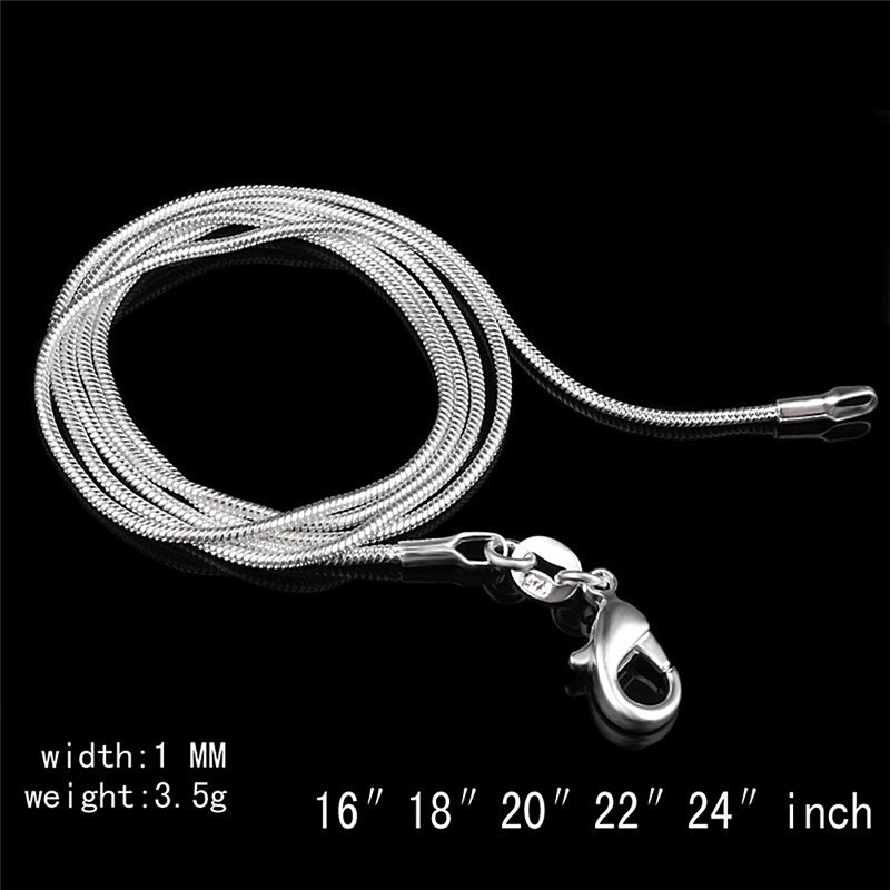Men&Women's 925 Sterling Silver Tarnish-Free Italian Snake Chain Necklace 16-38"