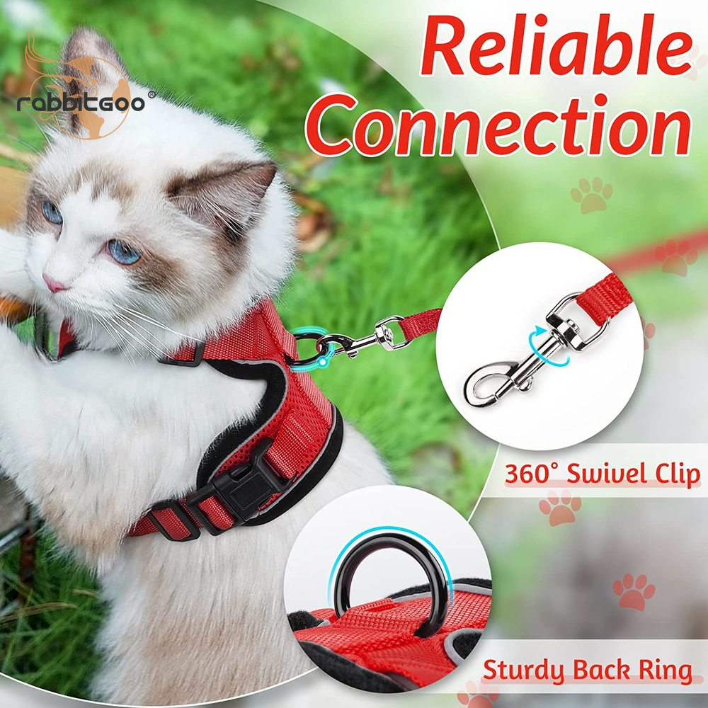 rabbitgoo Cat Harness and Leash Escape Proof Walking Vest Adjustable Reflective