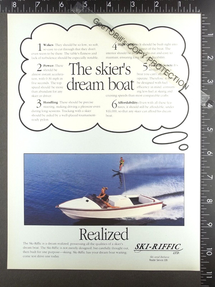 1991 ADVERTISEMENT for Ski Riffic LTD boat