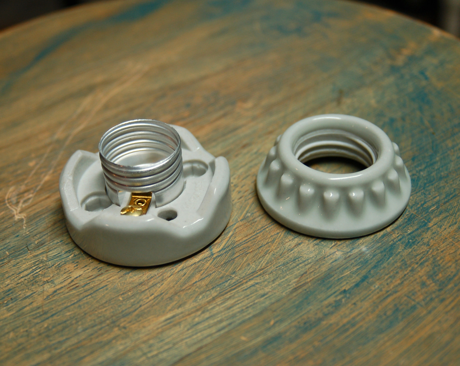 Flush Mount Lamp Holder - Two Piece Porcelain Sign Socket Vintage Marquee Lights