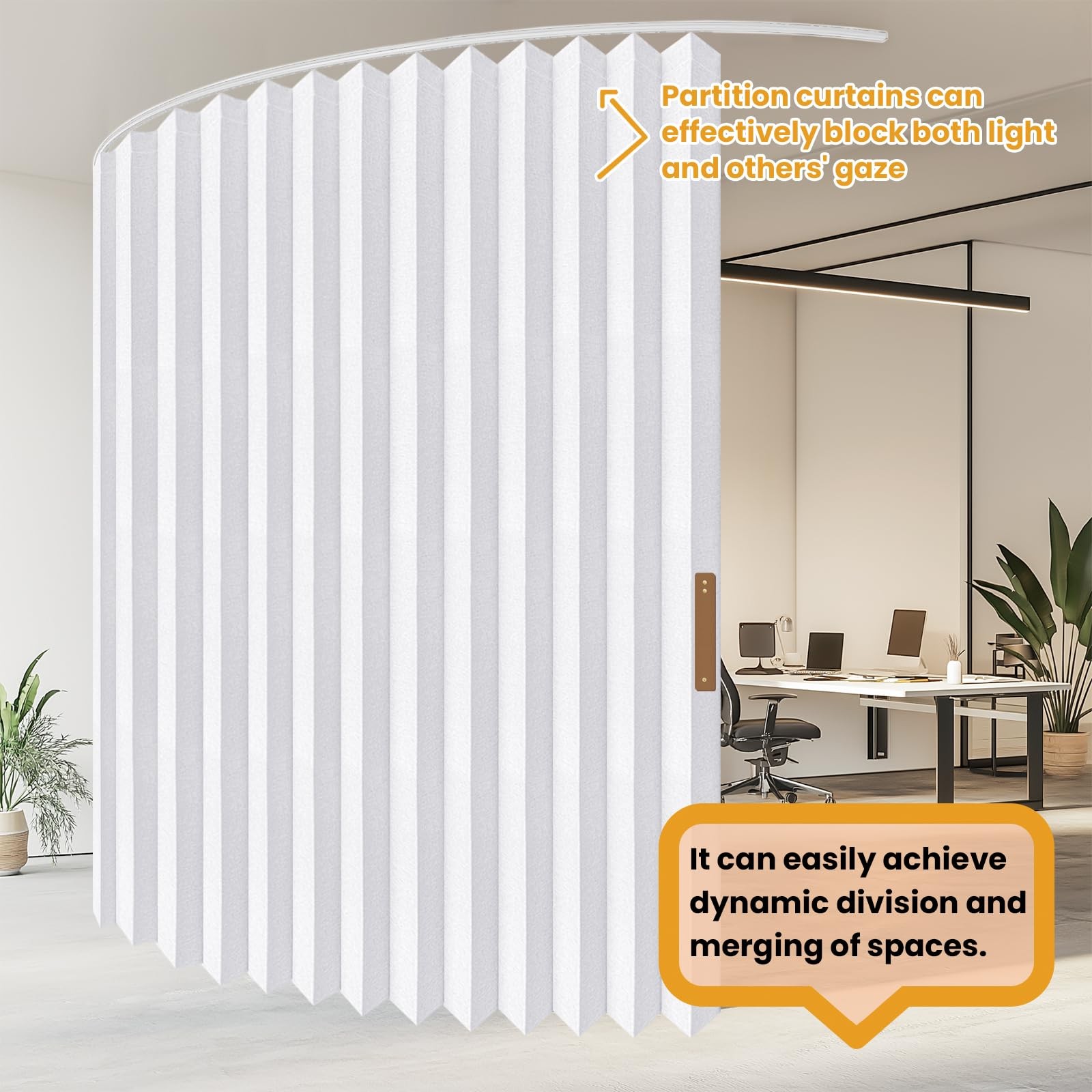 Hanging Accordion Room Divider with Track System - Ceiling-Mounted Partition ...