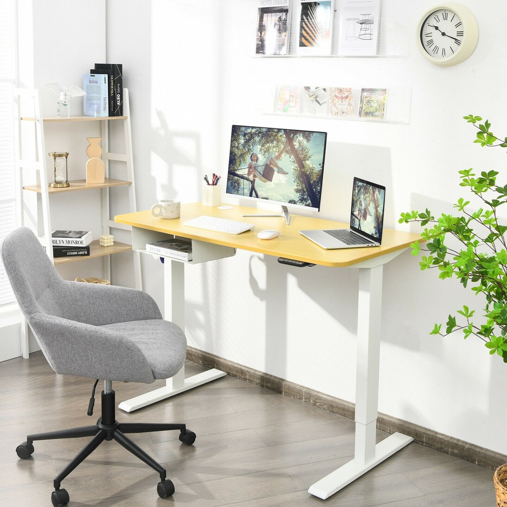48" Electric Standing Desk Height Adjustable w/ Control Panel & USB Port Beige