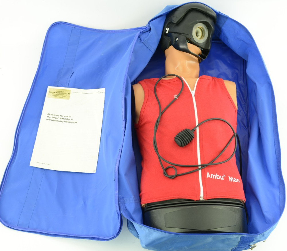 Ambu Man CPR Training Manikin W/ Blue Case & Extra Faces