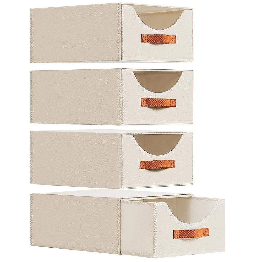 Stackable Storage Drawers - Large Collapsible Storage Bins with Drawers, 4 Pa...
