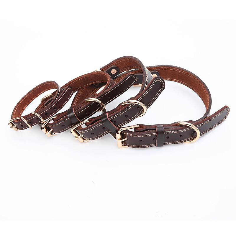 Genuine Leather Dog Collar Durable Alloy Hardware for Medium Extra Large Dogs