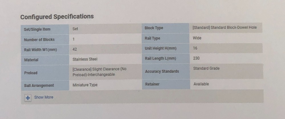 Misumi SSEBWNZ16-230 Linear Guide Assembly