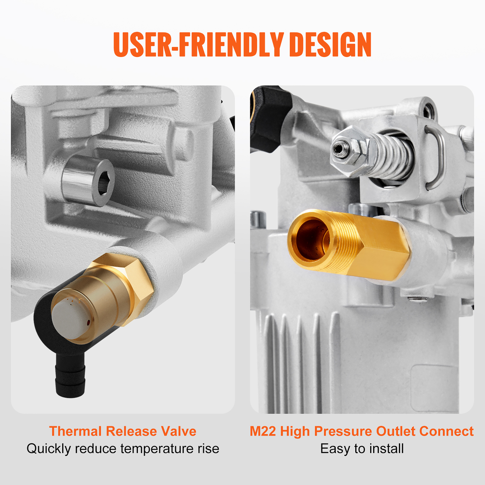 VEVOR Pressure Washer Pump Power Washer Pump 3/4" Horizontal 3400 PSI 2.5 GPM