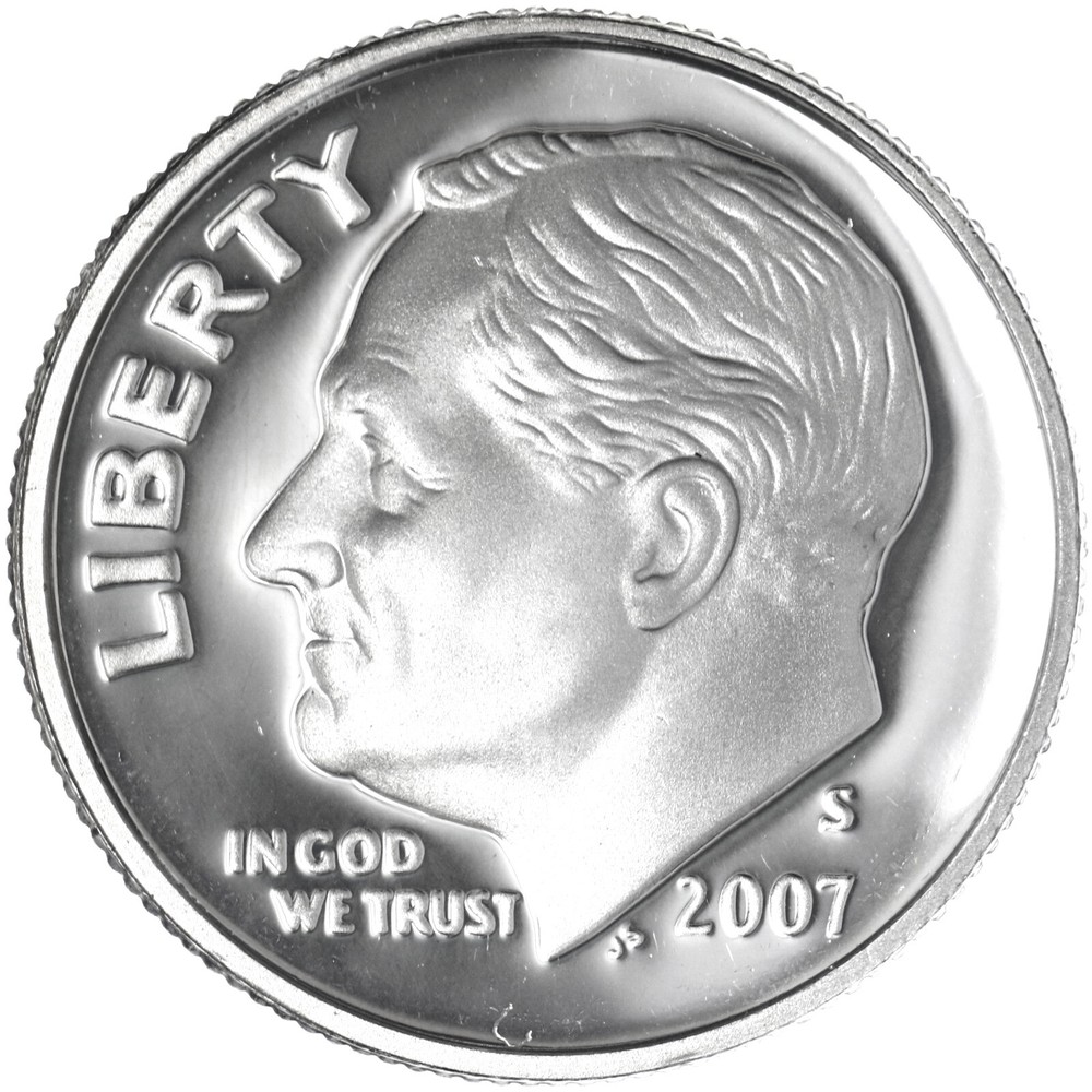 2007 S Roosevelt Dime Gem DCam Proof 90% Silver