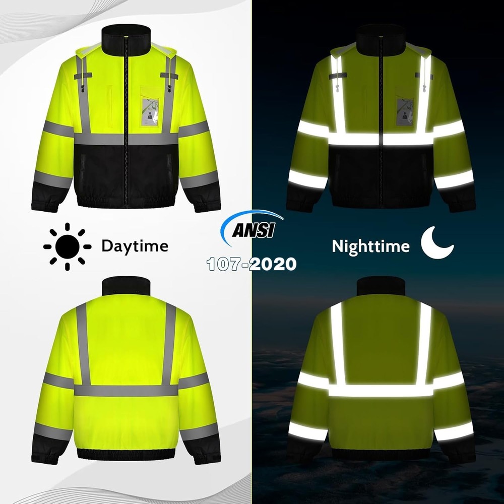 Class 3 High Vis Jacket XL, Waterproof Reflective Coat