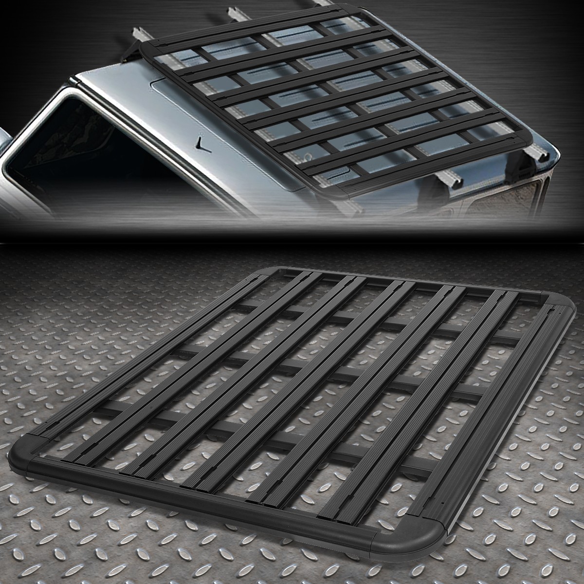 60"x 48"ALUMINUM ROOF RACK CAR/SUV TOP CARGO BAG/LUGGAGE CARRIER BASKET BLACK