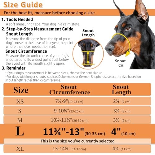 Dog Muzzle, Basket Muzzle for Biting, Chewing and Scavenging, Humane Black L