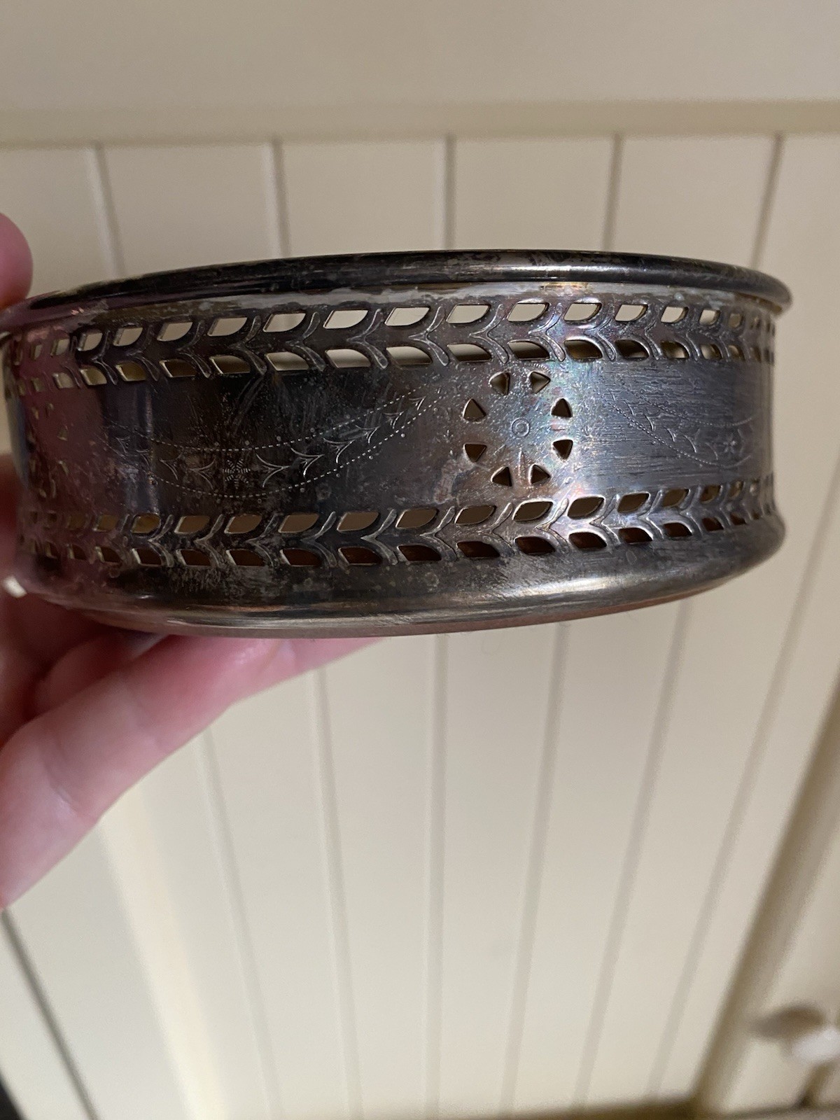 VTG Silverplate LENOX Kirk Stieff Wine Bottle Glass Coaster Set Etched MCM 70s