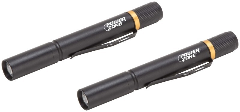 NEW POWERZONE 12245 PACK (2) LED PENLIGHT FLASHLIGHT 100 LUMENS AA BATTERY 30 M