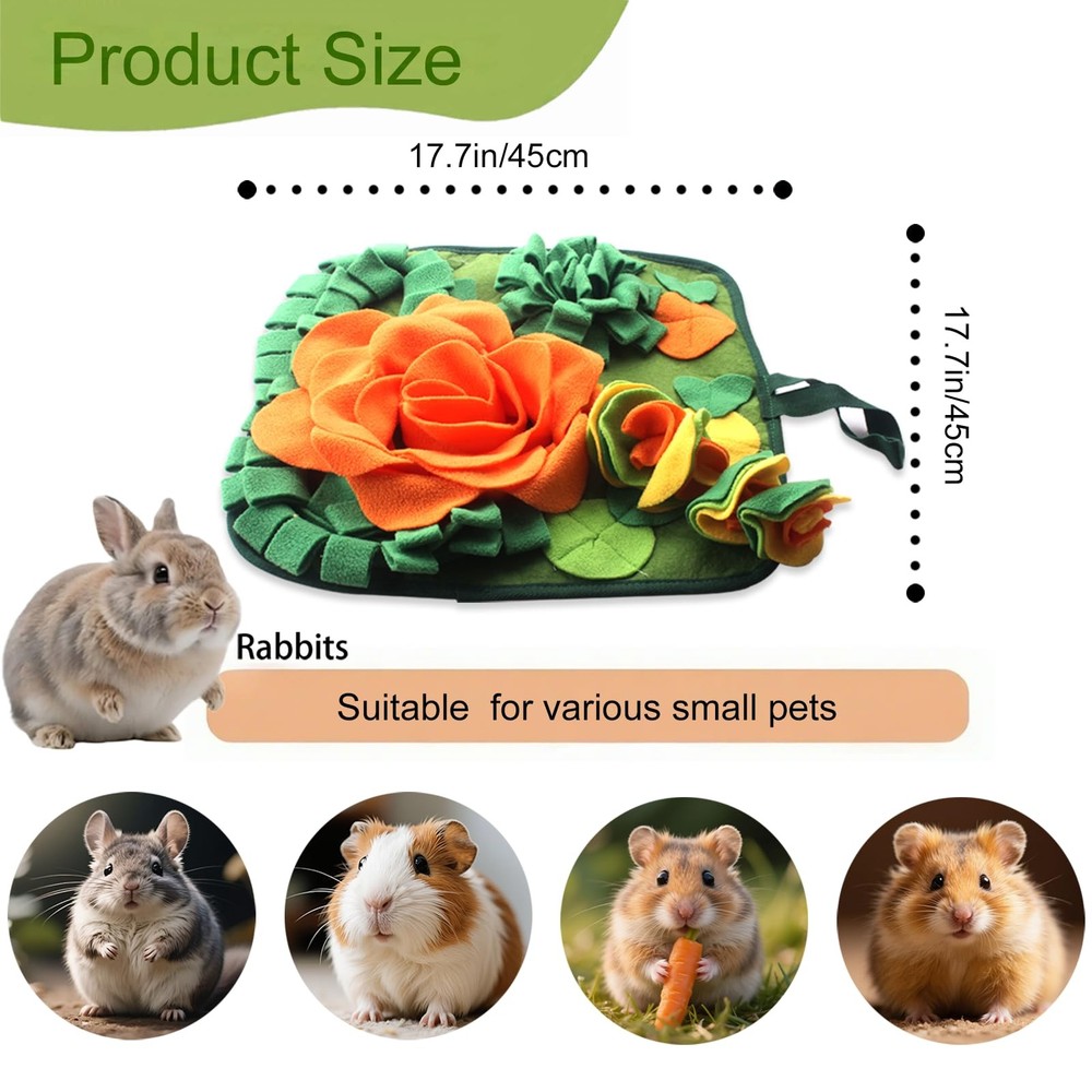 Rabbit Foraging Mat Bunny Snuffle Mat for Small Animals Interactive Puzzle To...