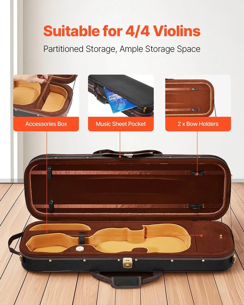 4/4 Full Size Violin Case Built-in Hygrometer