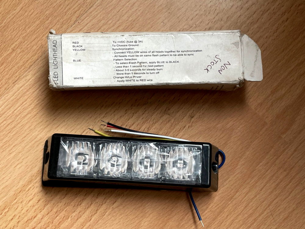 HIGH INTENSITY 4-LED LIGHTHEAD RED/AMBER MULTI FLASH PATTERNS 12V/24V NEW