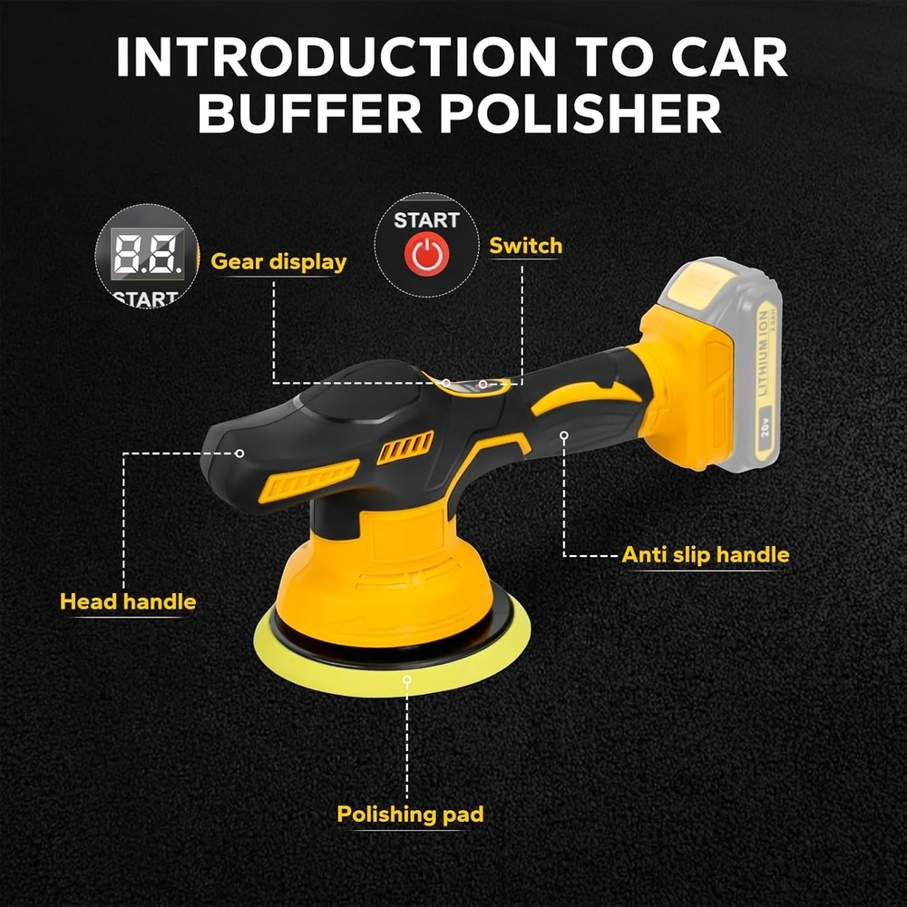 Cordless Car Buffer Polisher Compatible with DeWalt 20V MAX Battery