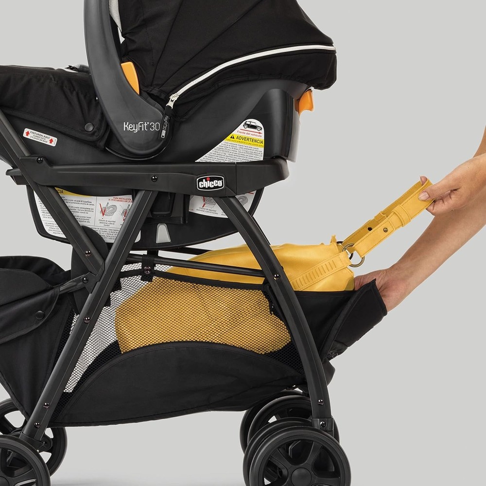 Versatile Black Frame Stroller for Infant Car Seats - Easy Storage & Smooth Ride