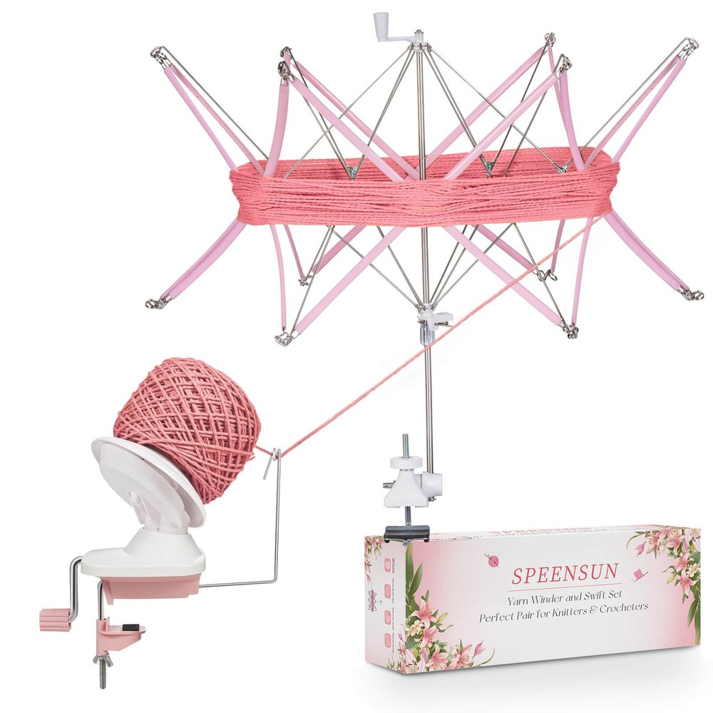 Yarn Winder and Swift Combo, Efficient 3.5 OZ Yarn Cake Maker, Adjustable Ang...