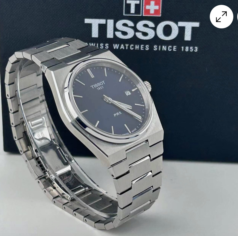 Tissot PRX T137.410.11.041.00 Swiss Quartz Date Watch Blue Dial Box & Papers