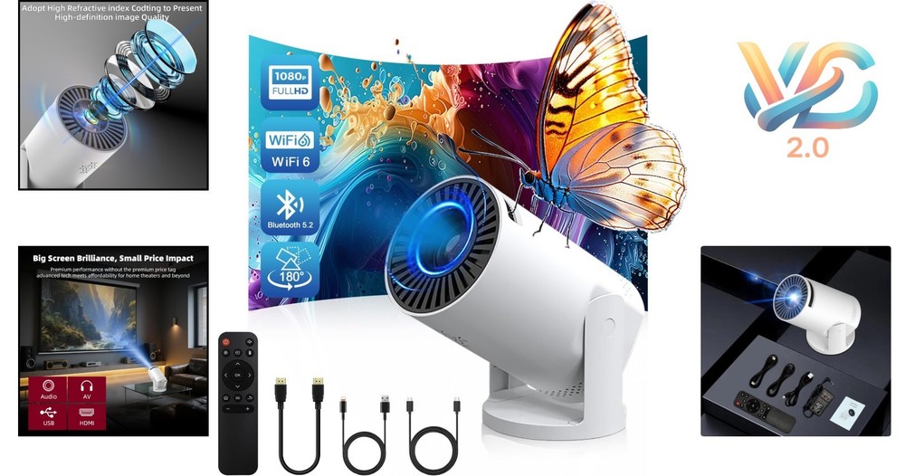 Q5 Mate Portable Mini Projector WiFi 6 4K Bluetooth 130 Screen Light
