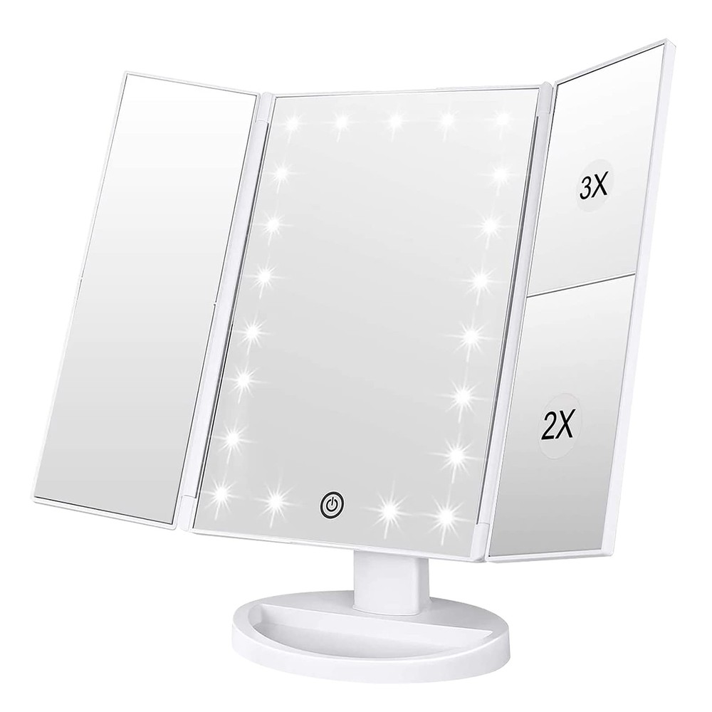 Makeup Mirror with 21 LED Lights,Two Power Supply Modes, Adjustable Touch Scr...