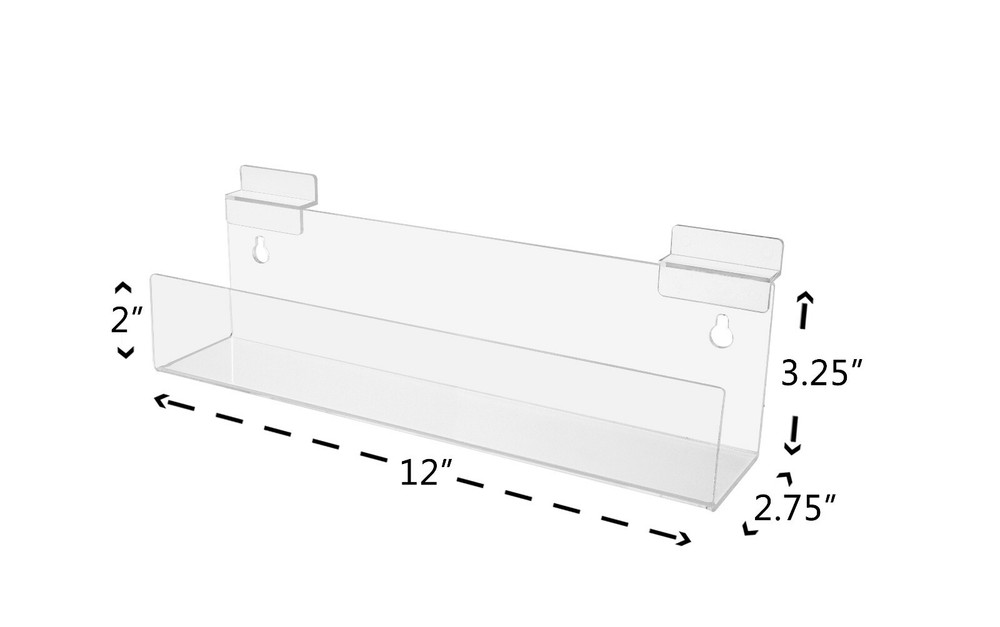 Display Rack Slatwall Wall Mount 12" J Shelf Floating Effect Qty 12