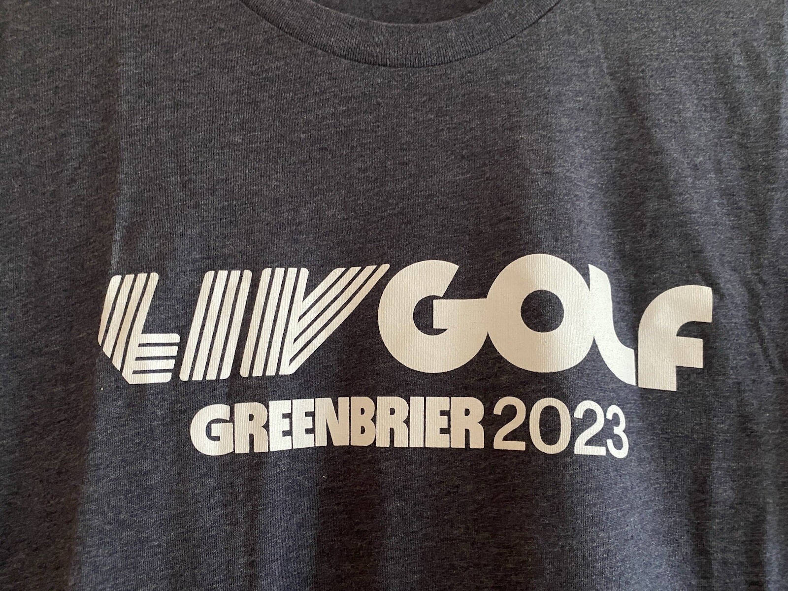LIV Golf 2023 Greenbrier Logo Crew T-Shirt Men Medium Gray White