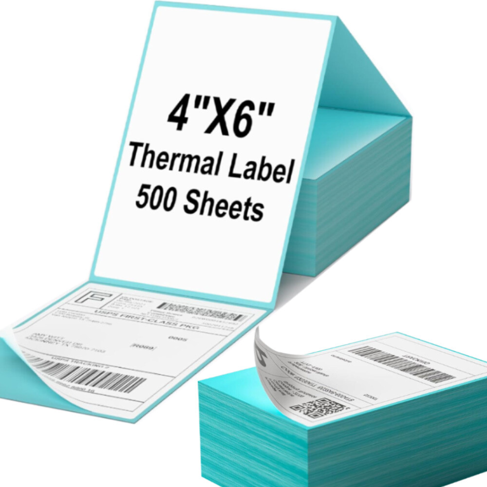 500/1000 4"x6" Fanfold Direct Thermal Shipping Labels for Zebra & Rollo Printers