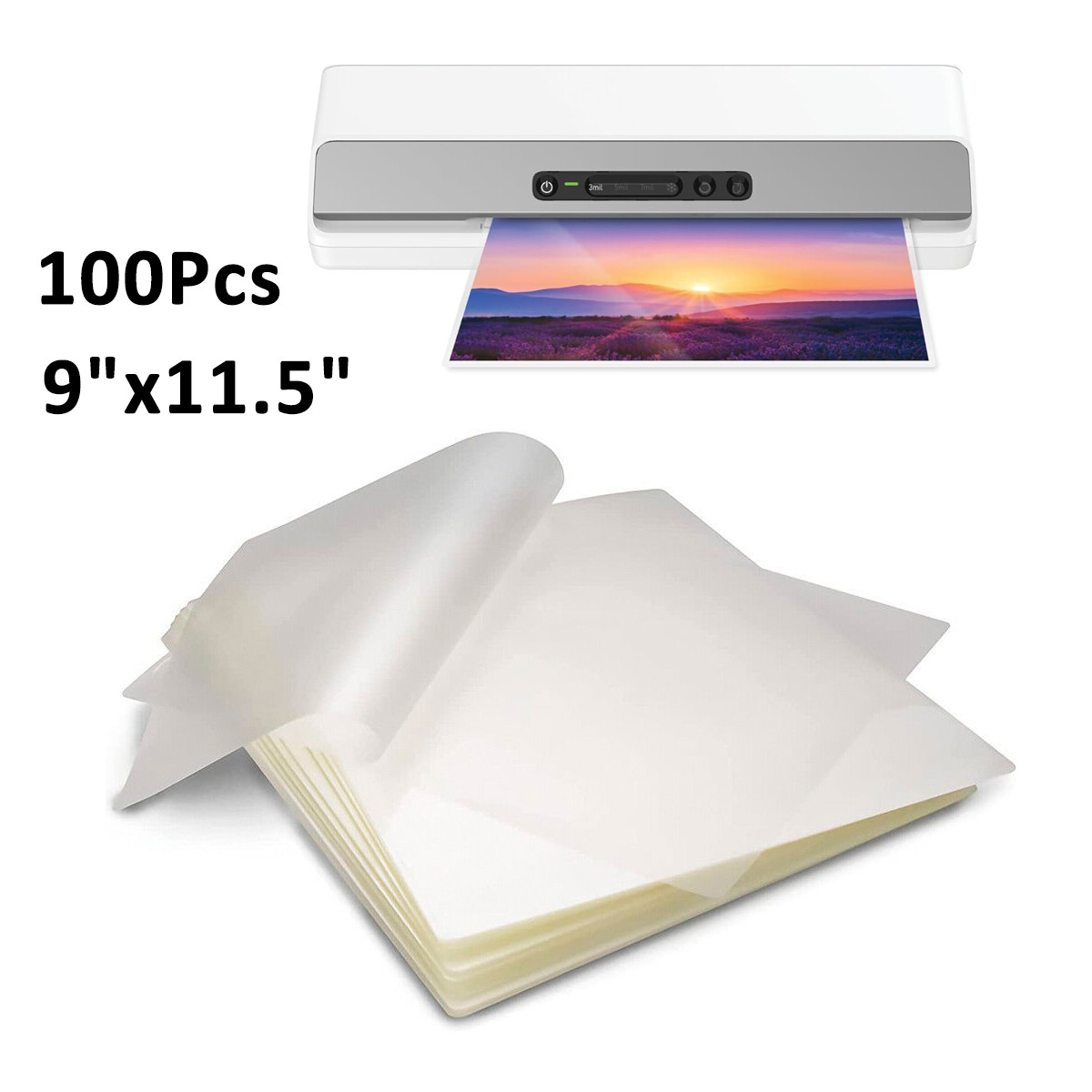 100 Clear Thermal Laminating Sheets Laminator Pouches 9"x11.5" Letter Size 3 mil