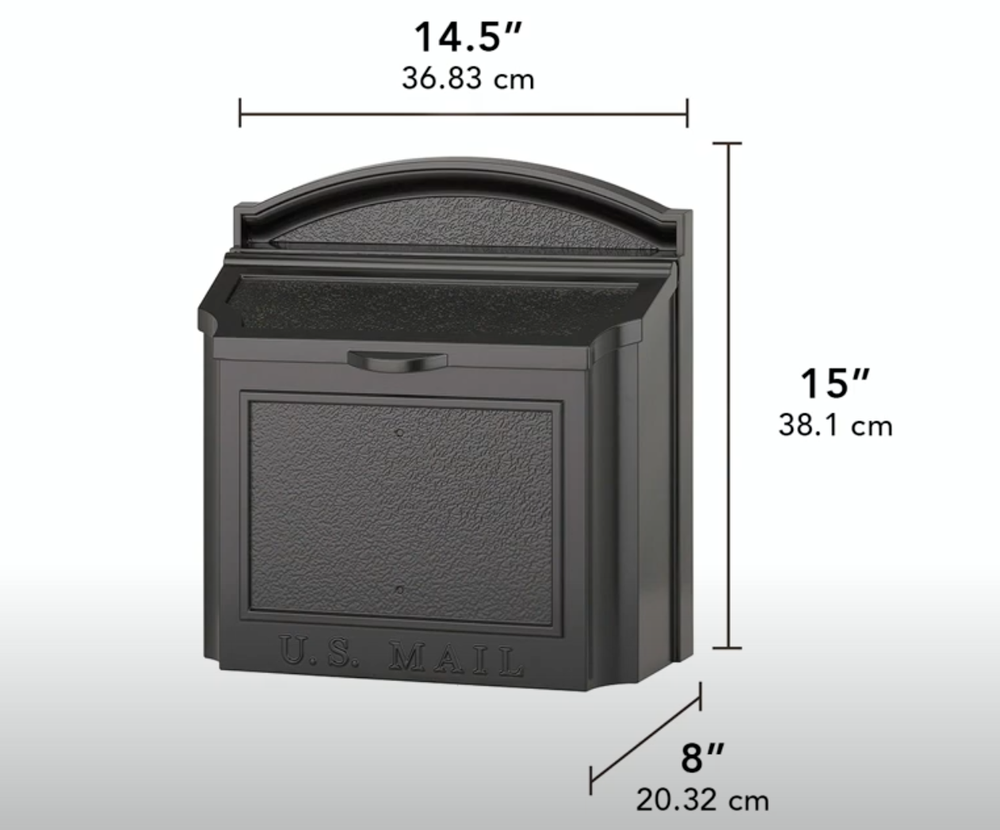 Whitehall Products Locking Wall Mounted Large Mailbox, Black