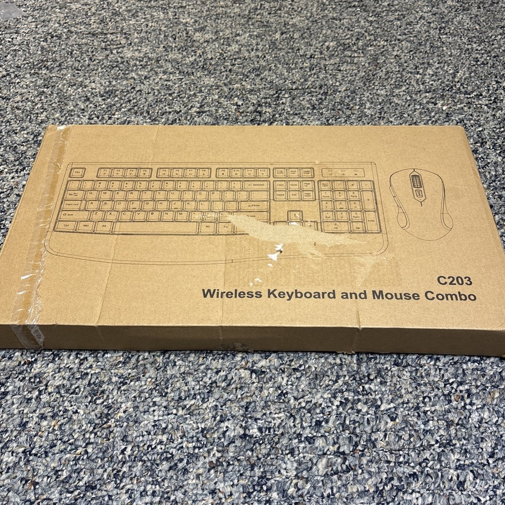 Battery Powered Wireless USB Keyboard and Mouse Ergonomic Combo Full-Sized Quiet