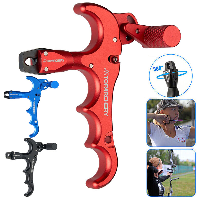 360° Release Aids Trigger 4 Finger Adjustable Auto Hunting Compound Bow Archery