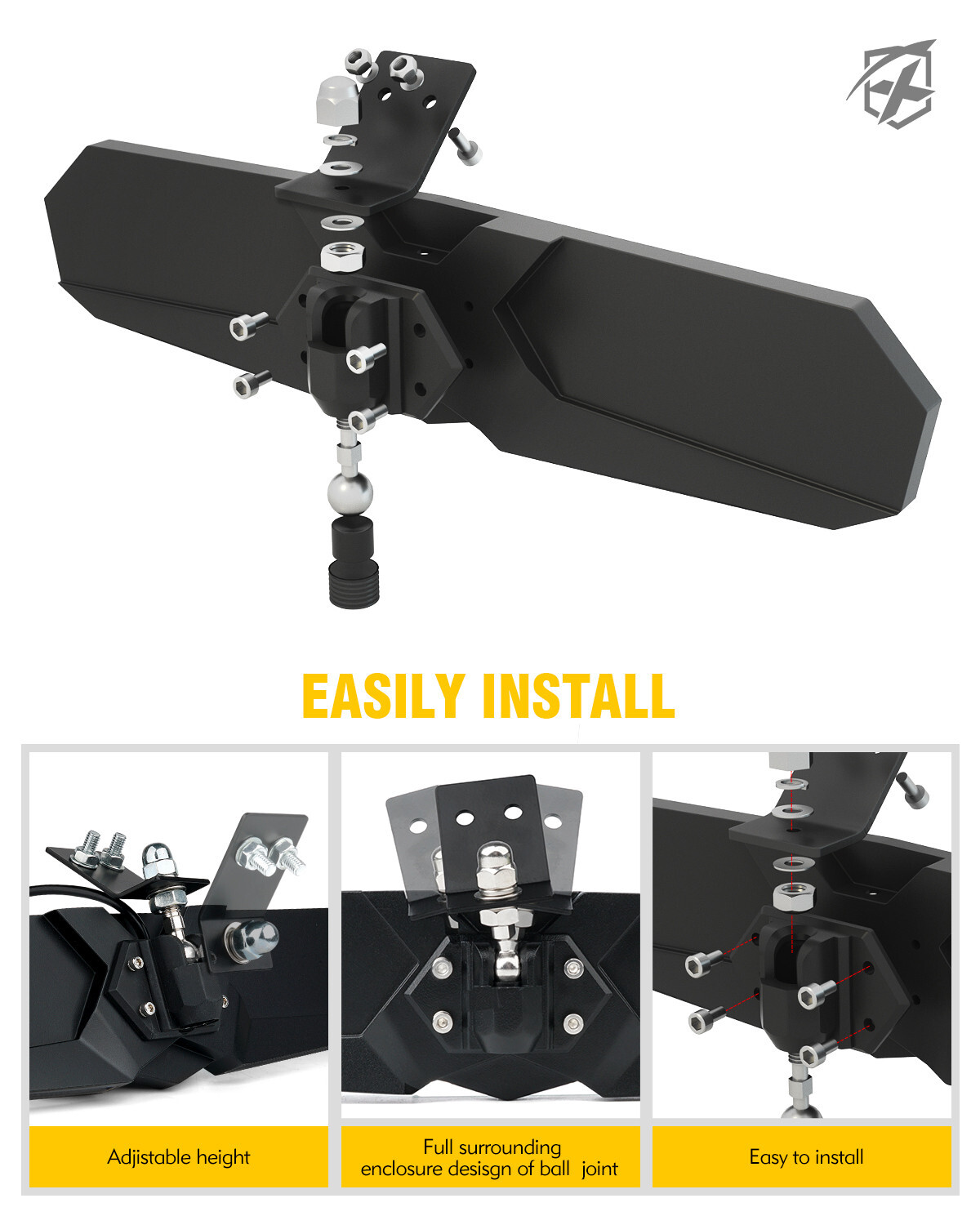 13inch UTV 1.75"-2" Rear View Center Mirror Convex for 2017- 2023 Polaris Ranger