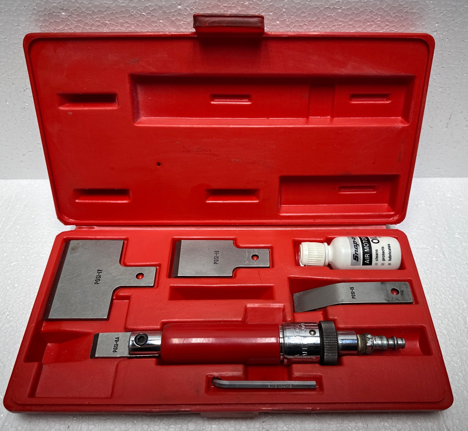 Snap On Air Powered Gasket Scraper Set Pneumatic W/Case and Scrapers PGS1004
