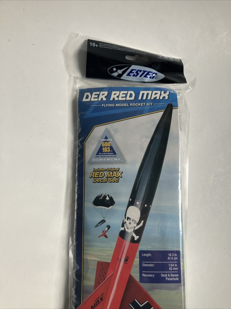 New Sealed Estes Der Red Max Flying Model Rocket Kit EST0651 Intermediate Level