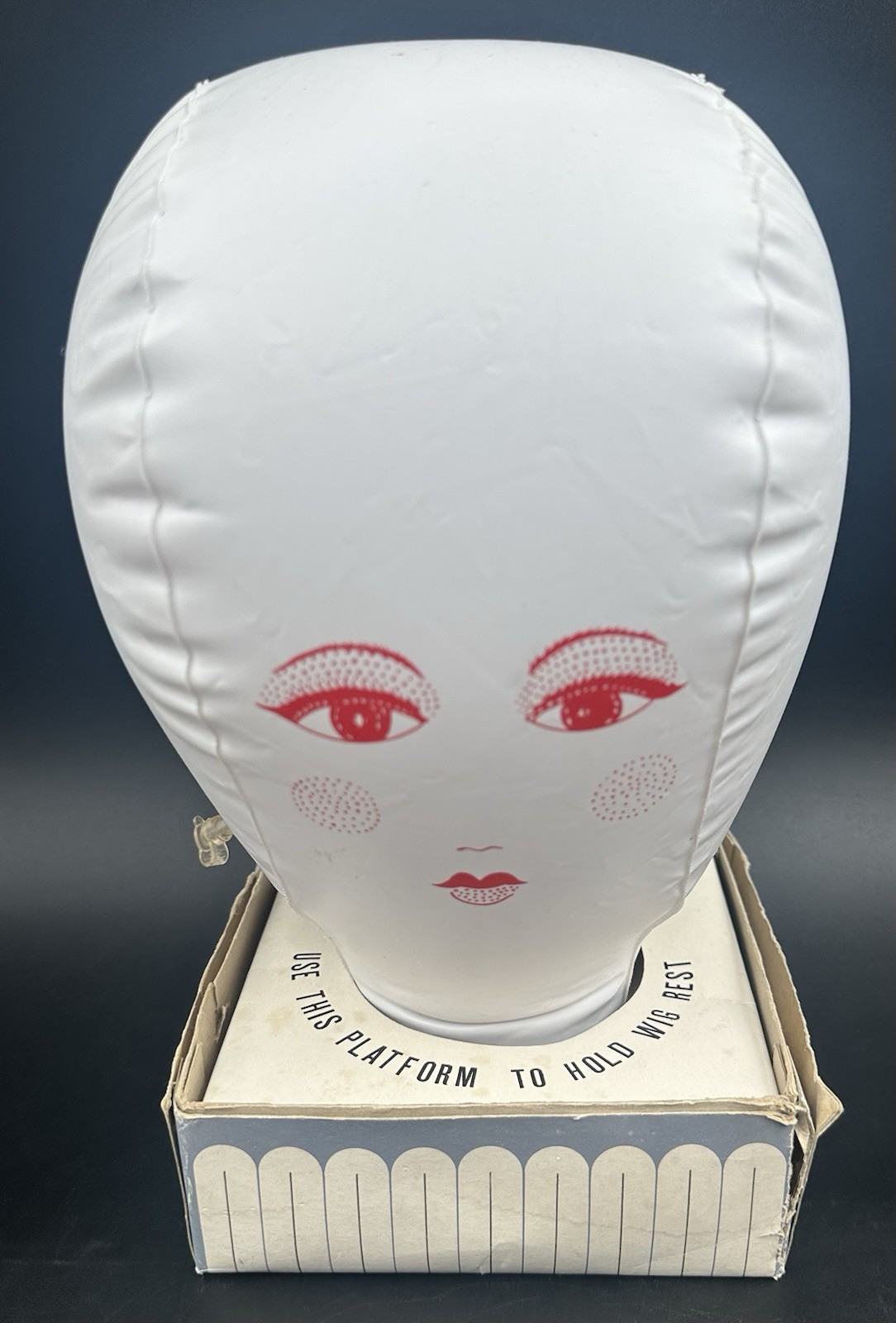 Vintage Inflatable Mannequin Woman Head Blow Up Wig Hat Rest Stand Dan Dee Japan