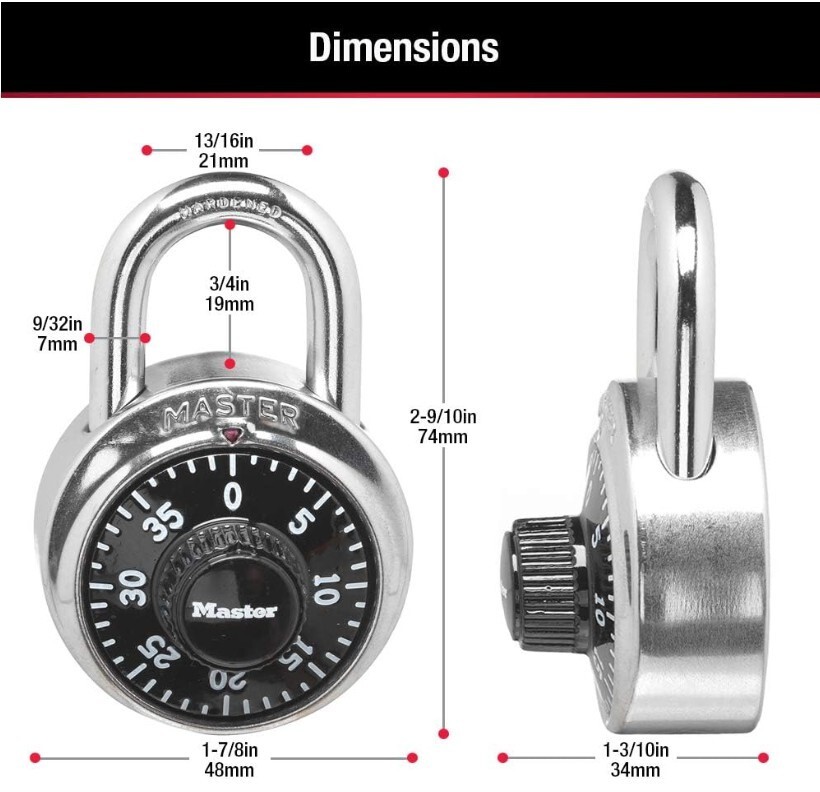 (4) Master Lock 1500D Locker Lock Combination Padlocks, Black - NEW