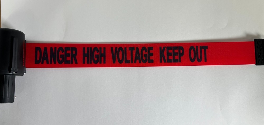 15' Banner Stakes PL4052 Plus Barrier System Head - Danger High Voltage Keep Out