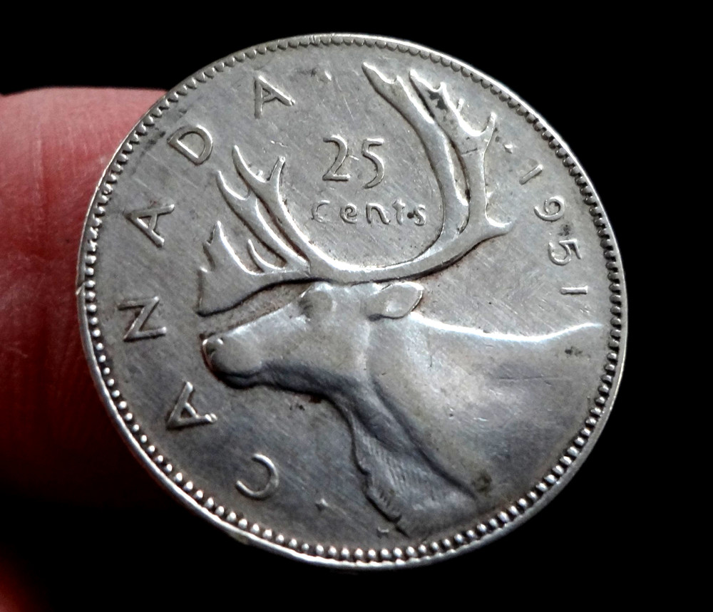 Canada 1951 .25 Cents Silver Coin