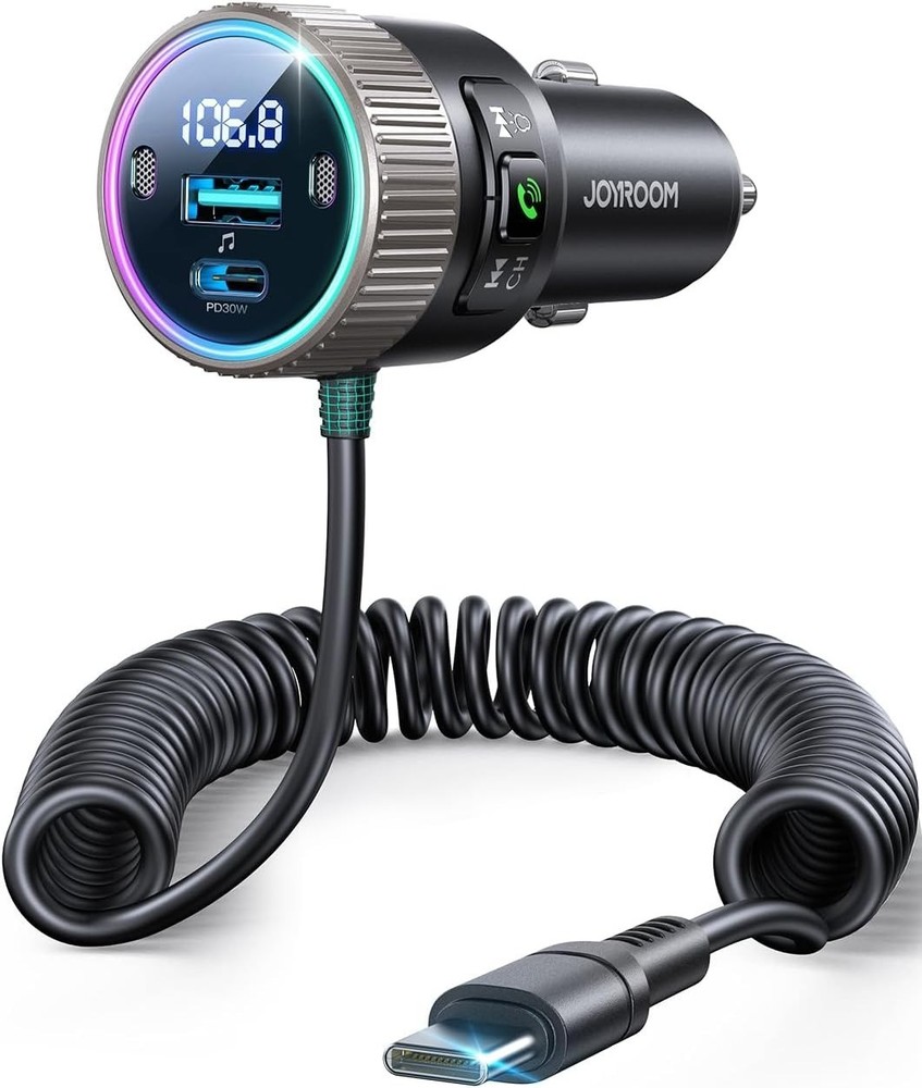 Bluetooth 5.4 FM Transmitter Car Adapter for iPhone 17 60W PD 3.0 Fast Charge...