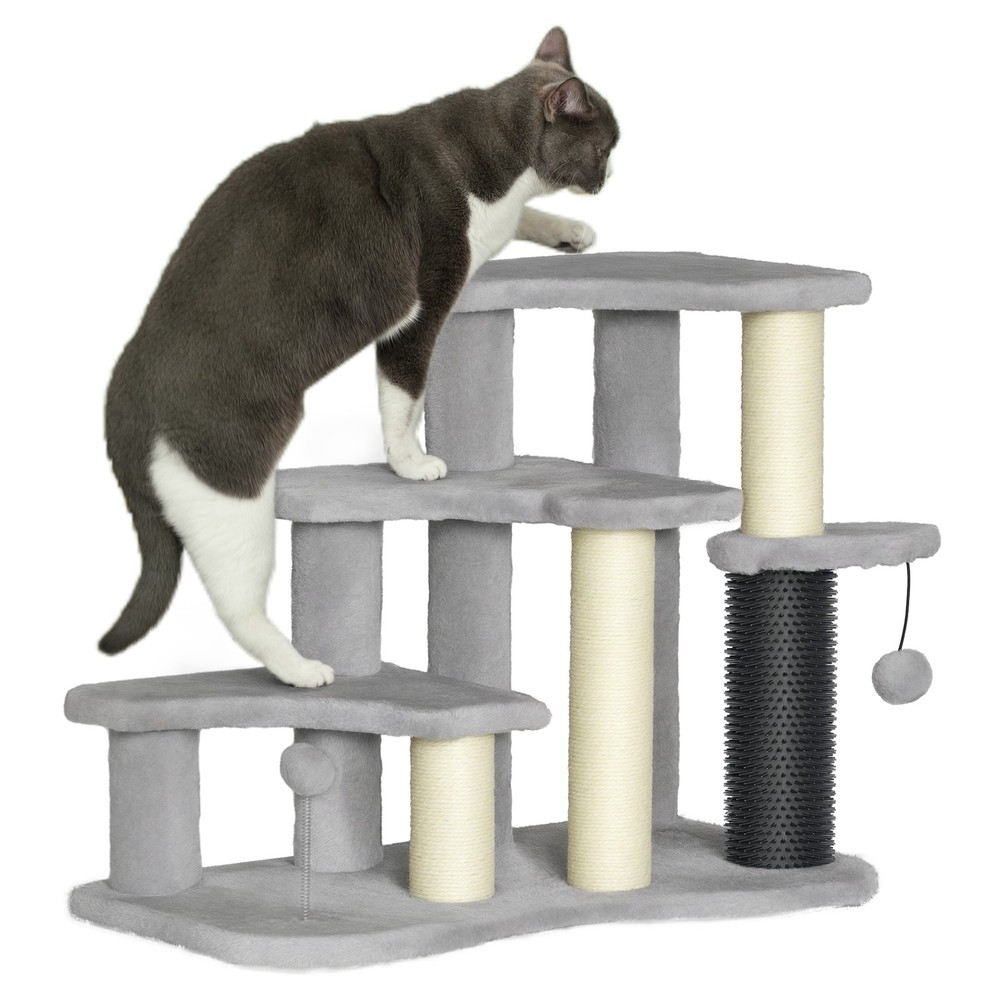 2 in 1 Cat Tree Tower Pet Stairs with Scratching Tickling Post