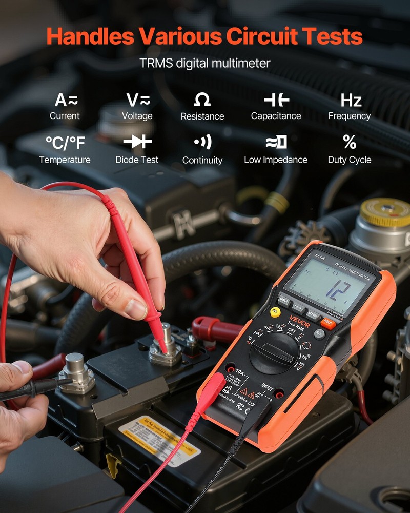 VEVOR Digital Multimeter 6000-Count TRMS Voltmeter Current Tester Auto-Ranging