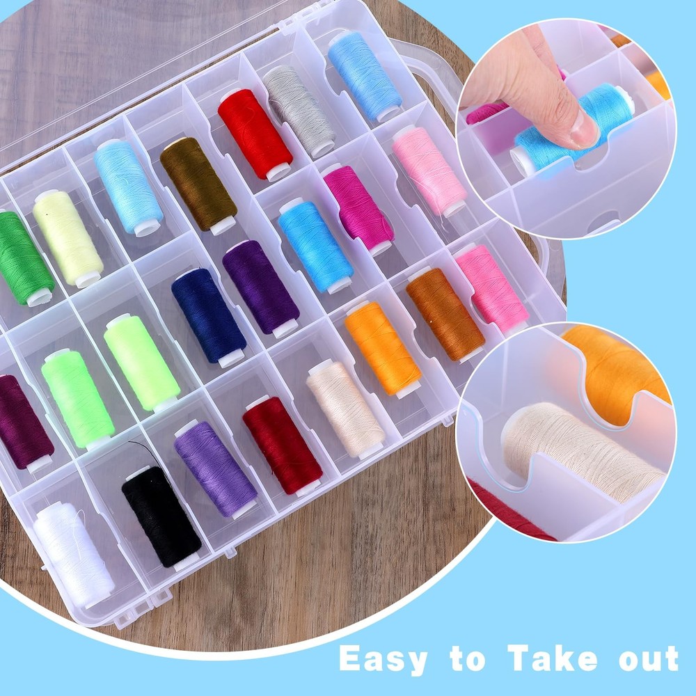 46 Grids Thread Holder Organizer Portable Plastic Sewing Spools Storage Box