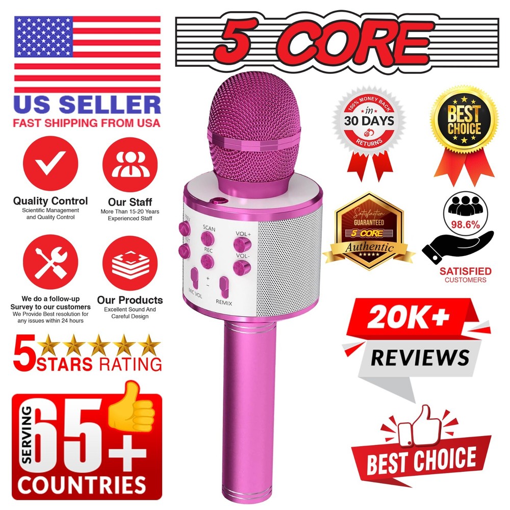 5Core Wireless Karaoke Microphone Bluetooth Mic Portable Handheld Microfonos